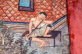 Chiang Mai - The Wat Phra Singh temple. Murals of the Viharn Lai Kham illustrating Jataka tales and other stories. 